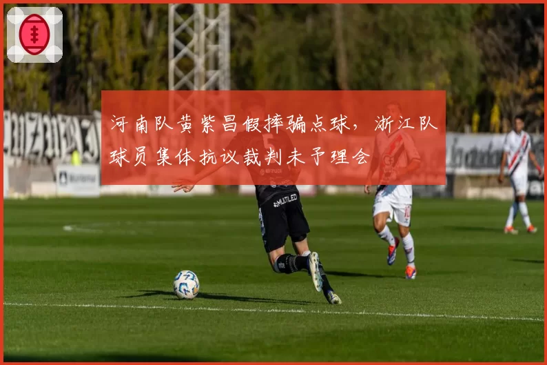 河南队黄紫昌假摔骗点球,浙江队球员集体抗议裁判未予理会
